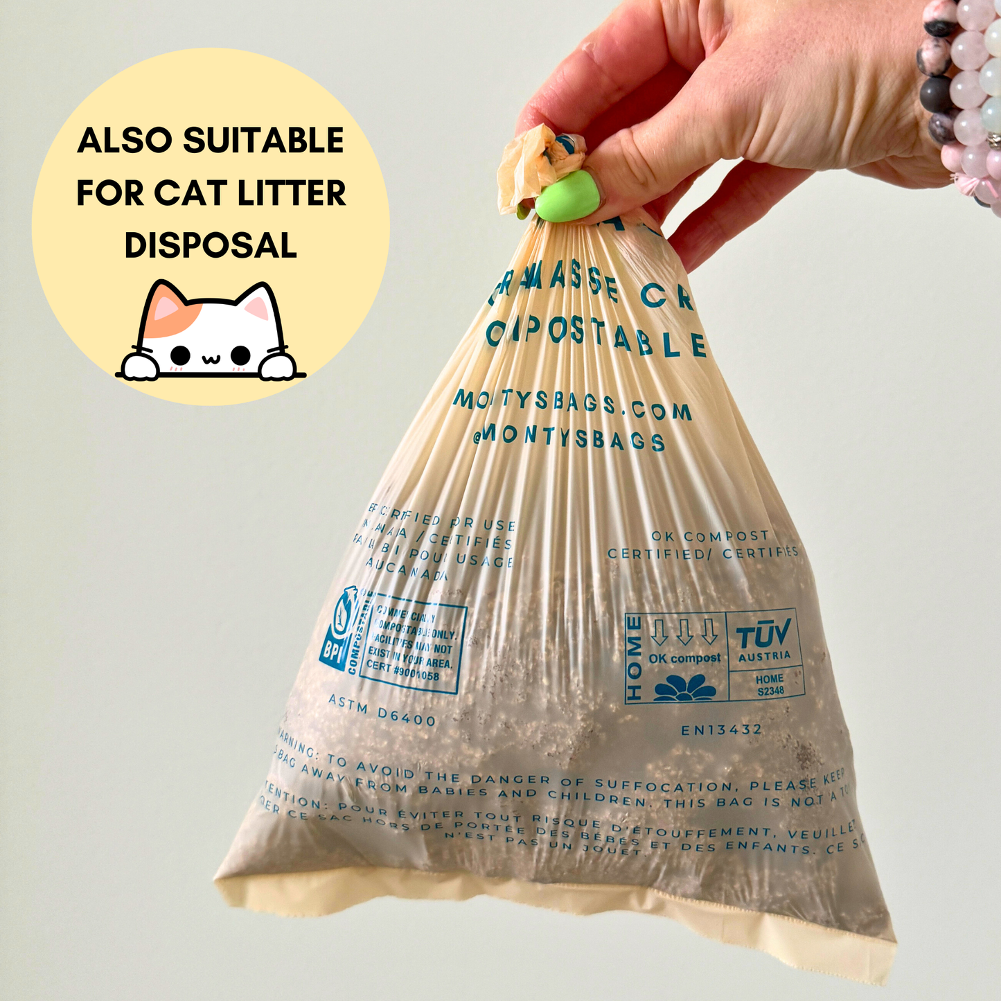 Compostable Cornstarch Poop Bags - 3 Rolls