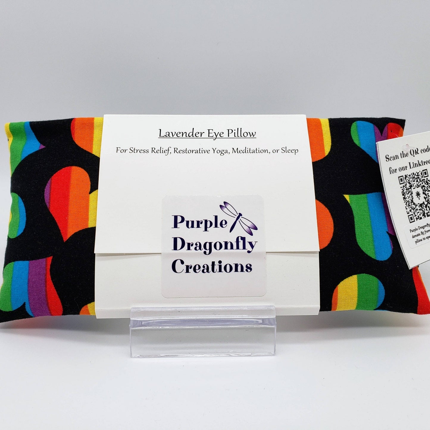 Lavender Eye Pillow - Rainbow Hearts