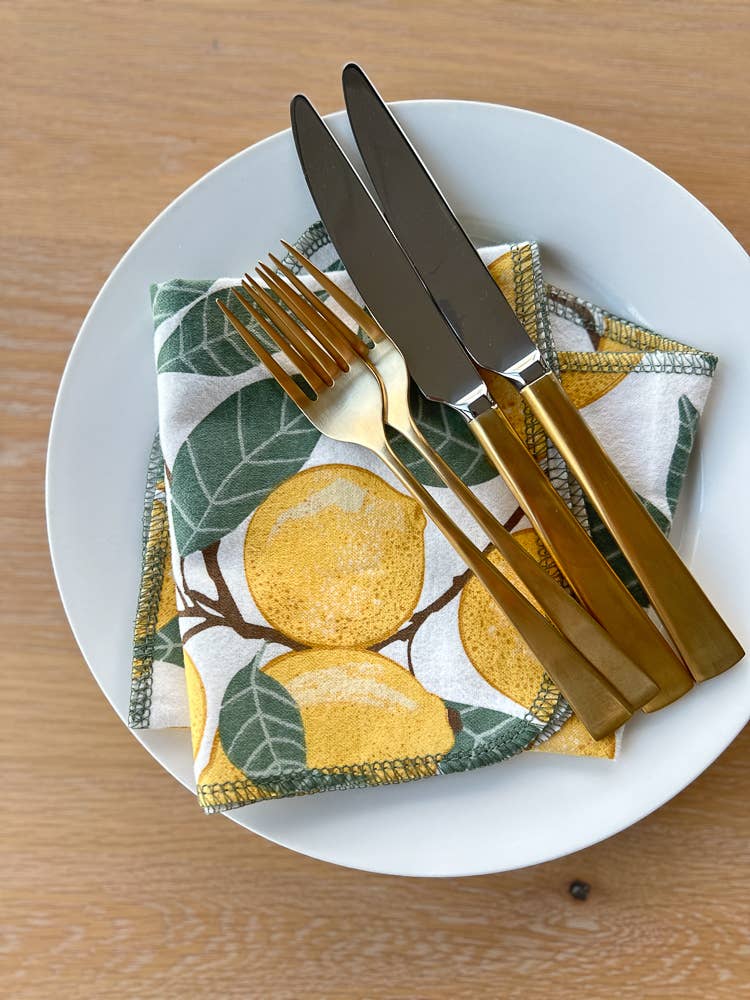 Cotton Reusable Paper Towel 10/Pk - lemons