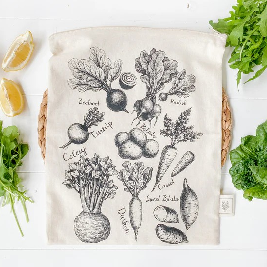 Organic Cotton Vegetable Zipper Bag