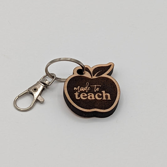 "Made to Teach" Wooden Keychain