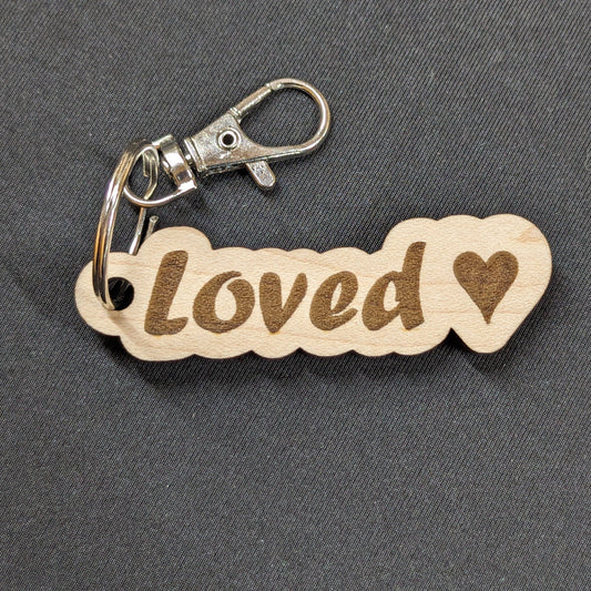 "Loved"  Wooden Keychain