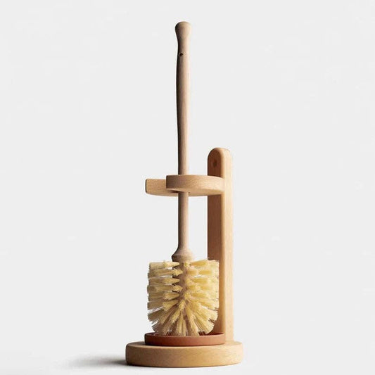 Toilet Brush & Stand - Wood with Sisal Bristles
