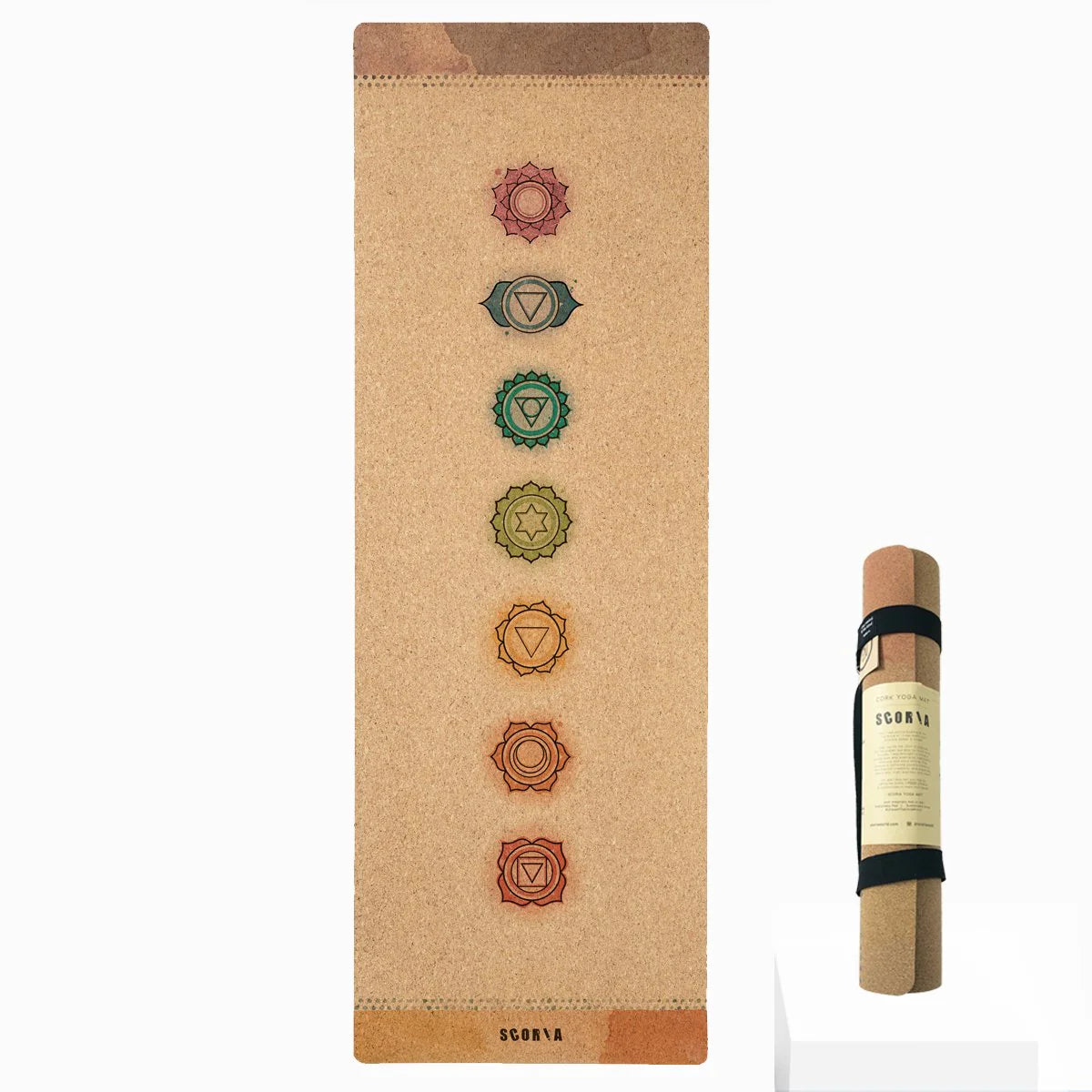 Chakras Cork Yoga Mat - 4.5mm thick