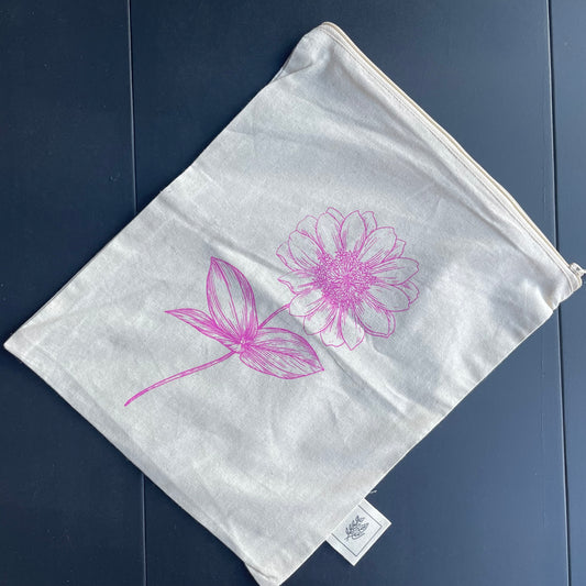 Organic Cotton Zipper Bags - Floral