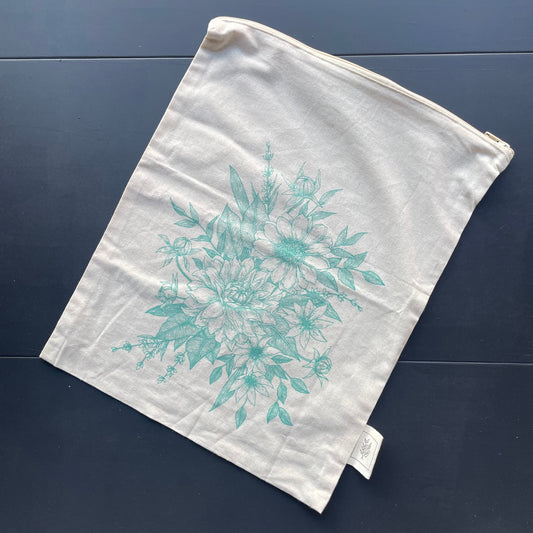 Organic Cotton Zipper Bags - Floral