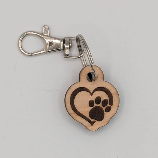 Wooden Keychain - Heart Paw