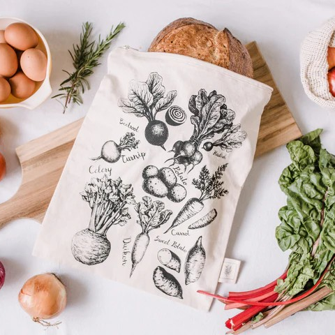 Organic Cotton Vegetable Zipper Bag
