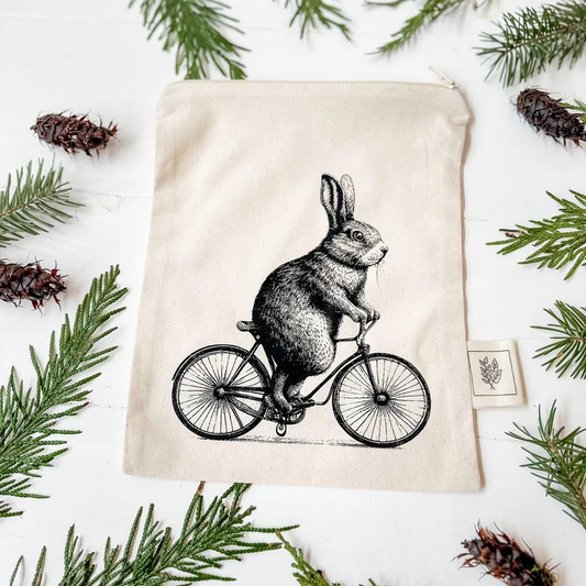 Bunny on a Bike Zipper Bag